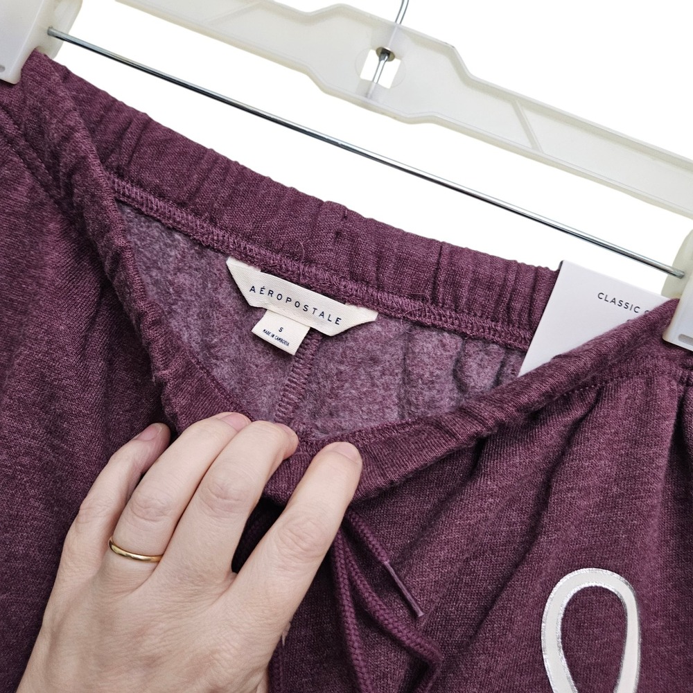 Aeropostale Sweatpants Womens Small Purple Joggers Logo Fleece Athleisure - Picture 5 of 11